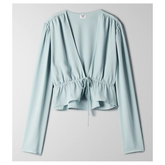 Sunday Best Tie-Front Crop Blouse - Picture 1 of 6